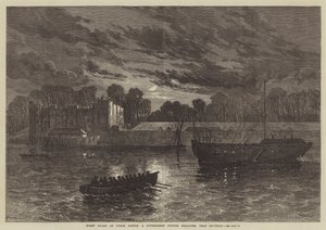 Nachtwache am Upnor Castle, einem staatlichen Pulvermagazin in der Nähe von Chatham von English School