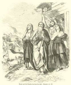 Noah und seine Familie verlassen die Arche, Genesis, viii, 16 von English School