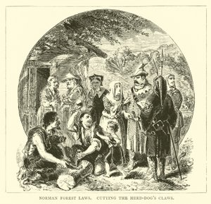Normannische Waldgesetze, das Schneiden der Krallen der Hütehunde von English School