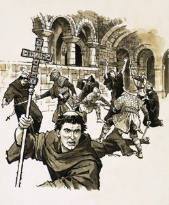 Normannische Soldaten töteten rebellische Mönche in ihrer Kirche in Glastonbury