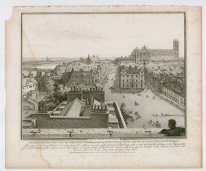 Nordansicht der Stadt Westminster vom Dach des Bankettsaals, Whitehall von English School