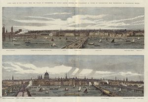 Nordufer der Themse (farbige Gravur) von English School