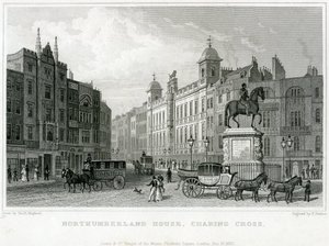 Northumberland House, Charing Cross. Bishs Lotteriebüro, Nr. 9 Charing Cross, ist neben dem Golden Cross Hotel