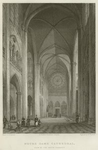 Kathedrale Notre Dame, Ansicht des Südtransepts (Stich) von English School