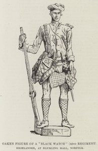 Eichenfigur eines "Black Watch" (42. Regiment) Highlanders, in Blickling Hall, Norfolk von English School