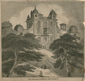 Observatorium in Greenwich, London, erbaut von Charles II von English School