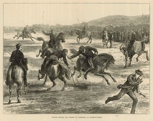 Offiziere spielen Polo (Hockey zu Pferd) auf Woolwich Common von English School