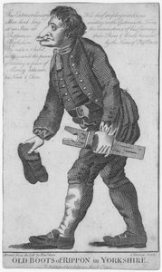 Alte Stiefel von Rippon in Yorkshire, graviert von J. Strange nach einer Zeichnung von Timothy Grin, veröffentlicht von C. Johnson, 1793 von English School