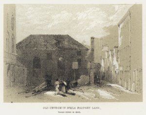 Alte Kirche in Inkle Factory Lane, abgerissen 1845 (Stich) von English School