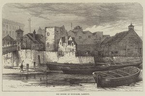 Alte Häuser in Nine-Elms, Lambeth (Gravur) von English School