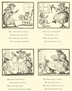 Alte Mutter Hubbard und ihr Hund von English School