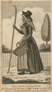 Alte Nanny von Lambeth, die bemerkenswerte Orangen- und Apfelfrau von English School