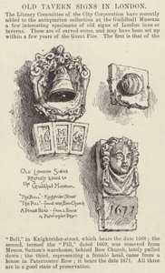 Alte Tavernen-Schilder in London (Stich) von English School