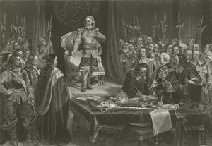 Oliver Cromwell lehnt die Krone von England ab, 1657 von English School