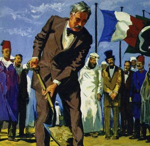 Am 25. April 1859 stach de Lesseps den ersten Spatenstich für den Suezkanal von English School