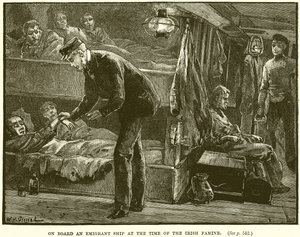 An Bord eines Auswandererschiffs zur Zeit der irischen Hungersnot von English School