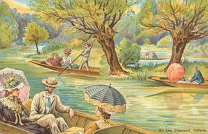 Auf dem Cherwell (Farblithographie) von English School
