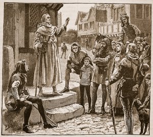 Einer von Williams armen Priestern predigt dem Volk, Illustration aus Cassells Illustrierter Geschichte Englands