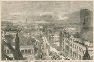 Eröffnung des Parlaments - die königliche Prozession, skizziert von der Westminster Abbey von English School