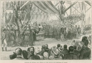 Eröffnung der neuen Brücke über die Themse in Putney durch den Prinzen und die Prinzessin von Wales von English School