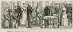 Eröffnung der neuen Brücke über die Themse in Putney durch den Prinzen und die Prinzessin von Wales von English School