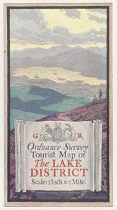 Ordnance Survey Touristenkarte des Lake District, ca. 1920 von English School