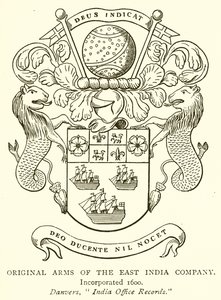 Ursprüngliches Wappen der Ostindien-Kompanie von English School