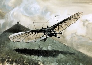 Otto Lilienthal machte über 1.000 Flüge mit seinem primitiven Gleiter von English School