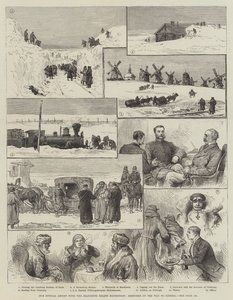 Unser Spezialkünstler mit der Jeannette-Entlastungsexpedition, Skizzen auf dem Weg nach Sibirien (Gravur) von English School