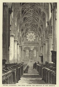 Oxford Kathedrale, der Chor vor der Errichtung des neuen Reredos von English School