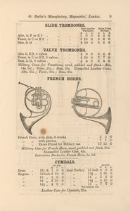 Seite aus G Butlers illustriertem Katalog von Musikinstrumenten (Stich)