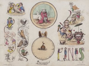 Seite aus dem attraktiven Bilderbuch (farbige Gravur) von English School