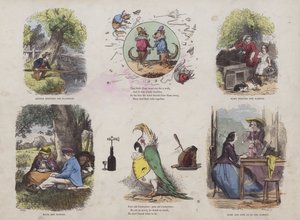 Seite aus dem Attraktiven Bilderbuch (farbige Gravur) von English School