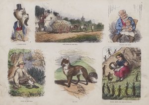 Seite aus dem attraktiven Bilderbuch (farbige Gravur) von English School