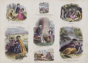 Seite aus dem attraktiven Bilderbuch (kolorierte Gravur) von English School