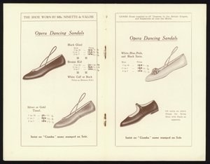 Seiten aus dem Katalog von Gambas berühmtem Mailänder Ballettschuh (Lithografie) von English School