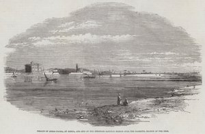 Palast von Abbas Pacha in Benha und Standort der geplanten Eisenbahnbrücke über den Damietta-Arm des Nils von English School