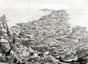 Panoramablick auf Indien vom Himalaya-Gebirge, entworfen von T. Packer, 1857 von English School