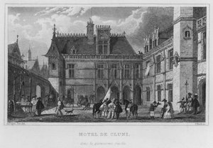 Paris, Hotel De Cluni, im fünfzehnten Jahrhundert (Gravur) von English School