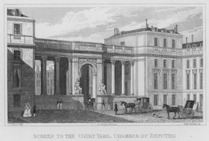 Paris, Bildschirm zum Hof, Kammer der Abgeordneten (Gravur) von English School