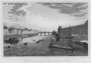 Paris, Blick vom Pont Des Arts (Gravur) von English School