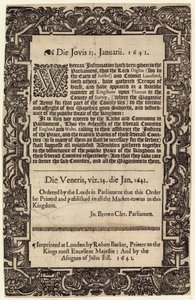 Parlamentsbefehl, 14. Januar 1641 von English School