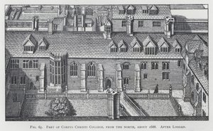 Teil des Corpus Christi College, von Norden, um 1688, nach Loggan (Gravur)