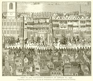 Teil der Krönungsprozession von Edward VI, 1547 von English School