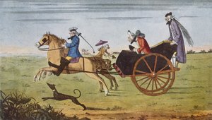 Passagier in einer pferdegezogenen Kutsche, 