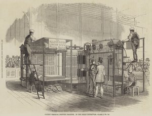 Patentierte vertikale Druckmaschine, in der Großen Ausstellung, Klasse C, Nr. 122 von English School