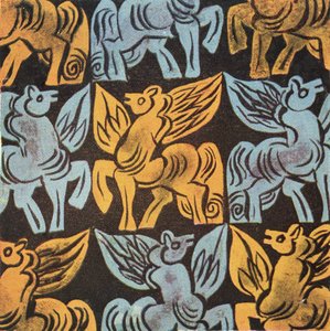 Pegasus-Design, möglicherweise Arts and Crafts Movement (Tinte auf Papier) von English School