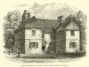 Penns Residenz in der Second Street, unterhalb der Chestnut Street von English School