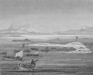 Menschen der römischen Provinz Venetia suchen Zuflucht vor den Hunnen auf Inseln in der Adria, 452 von English School