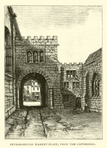 Marktplatz von Peterborough, von der Kathedrale von English School